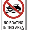 No Boating In This Area Sign