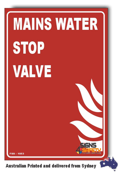 Mains Water Stop Valve Sign