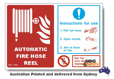 Automatic Fire Hose Reel, Instruction For Use Sign