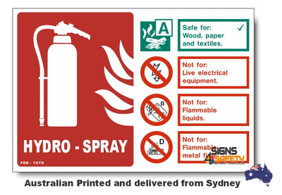 Hydro Spray - Standard Fire Extinguisher Sign