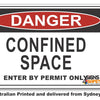 Danger Confined Space, Enter By Permit Only Sign