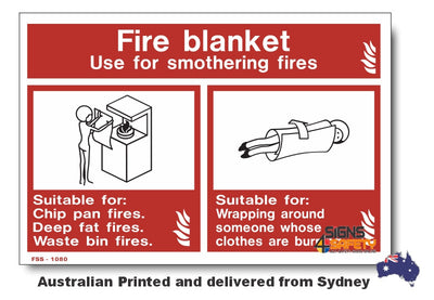 Fire Blanket - How To Use Sign