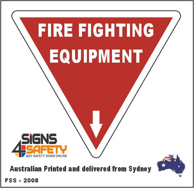 Fire Fighting Equipment - Arrow Down - Fire Marker Sign