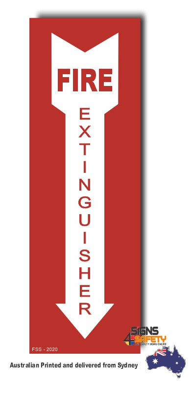 Fire Extinguisher Arrow Down Pointer Sign