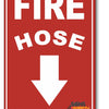 Fire Hose Arrow Down Curved Sign