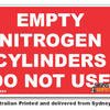 Empty Nitrogen Cylinders - Do Not Use Sign