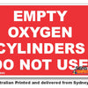 Empty Oxygen Cylinders - Do Not Use Sign