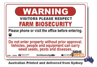 Warning - Please Respect, Please Phone - Farm Biosecurity Sign