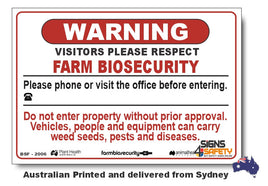 Warning - Please Respect, Please Phone - Farm Biosecurity Sign