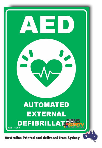 AED - Automated External Defibillator (Heart Pictogram) Sign