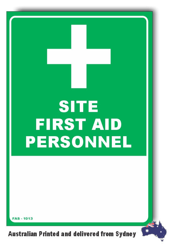 Site First Aid Personnel Location Sign