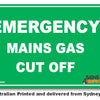 Emergency Mains Gas Cut Off Sign