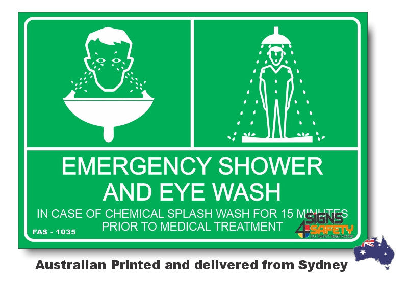 Emergency Shower And Eye Wash Combination Sign