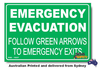 Emergency Evacuation Follow The Arrows Sign