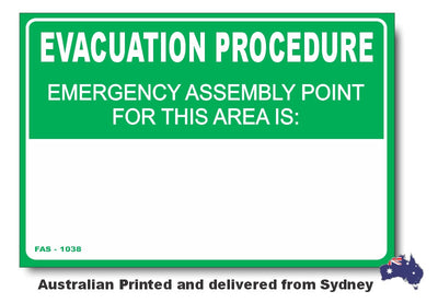 Evacuation Procedure - Emergency Assembly Point Area Sign