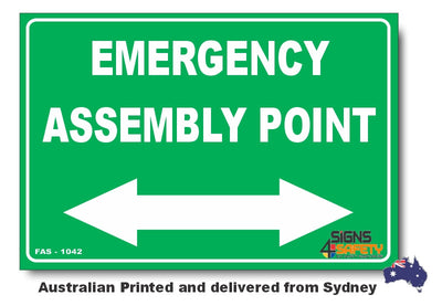 Emergency Assembly Point - Arrow Left and Right Sign
