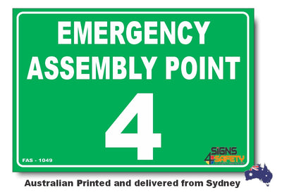 Emergency Assembly Point Number 4 Sign