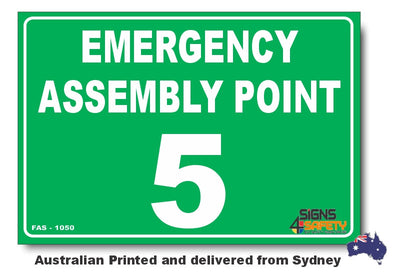 Emergency Assembly Point Number 5 Sign