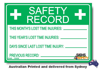 Safety Record - Injuries Sign