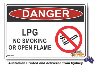 Danger LPG, No Smoking, Or Open Flame Sign