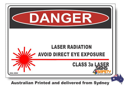 Danger Lazer Radiation, Avoid Direct Eye Exposure Sign