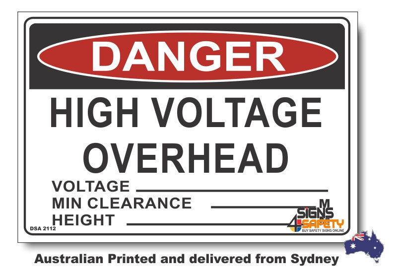 Danger High Voltage Overhead Min Clearance