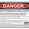 Danger Beware Of Overhead Electrical Hazards Sign