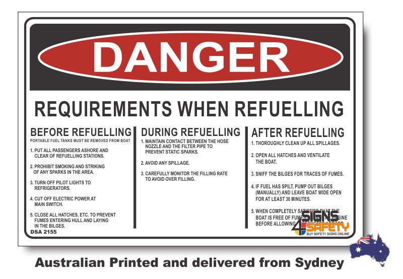 Danger Requirements When Refuelling Sign – Signs4Safety