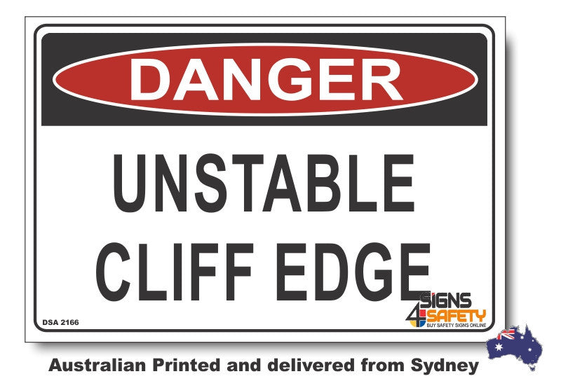 Danger Unstable Cliff Edge Sign