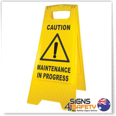 Caution Maintenance In Progress Sign / Stand Yellow Polypropylene