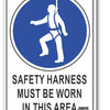 Safety Harness Must Be Worn In This Area Sign
