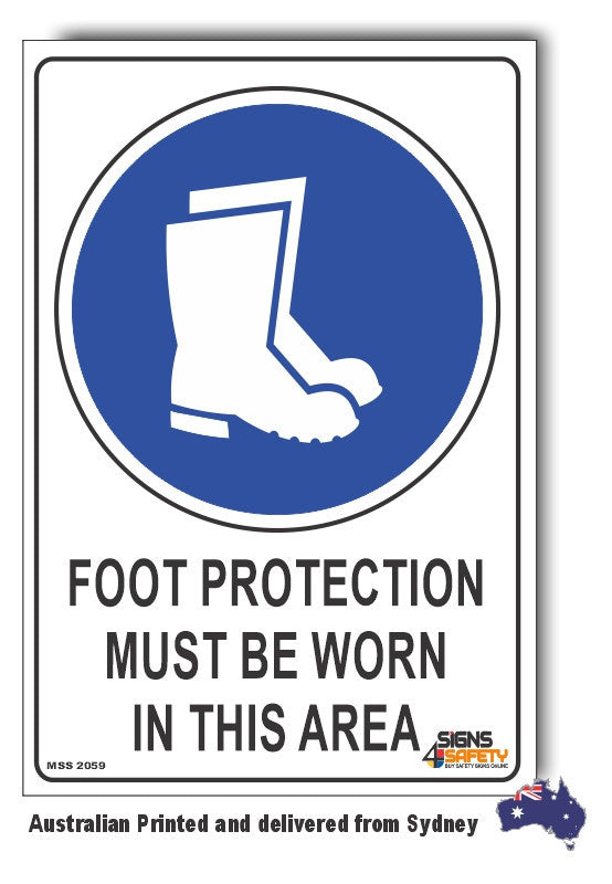 Foot Protection Must Be Used In This Area Sign