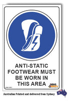 Anti-Static Footwear Must Be Worn In This Area Sign