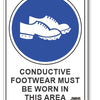 Conductive Footwear Must Be Worn In This Area Sign