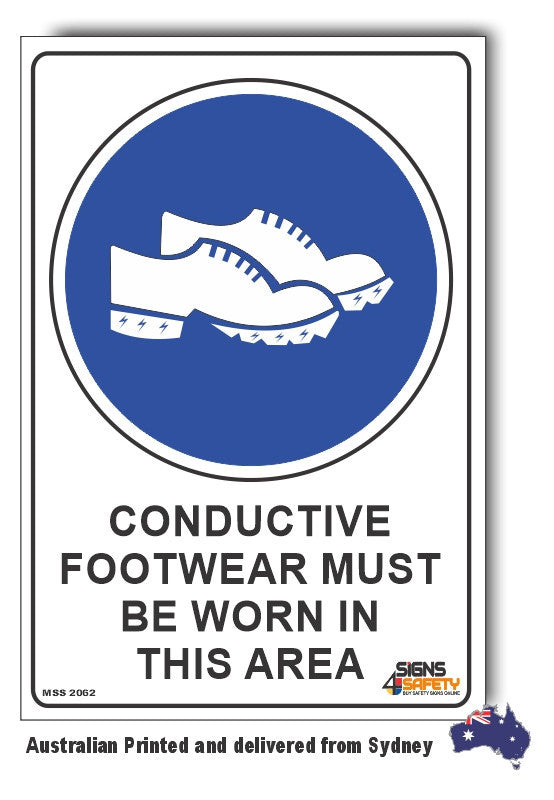 Conductive Footwear Must Be Worn In This Area Sign