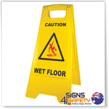 Caution Wet Floor Sign / Stand Yellow Polypropylene
