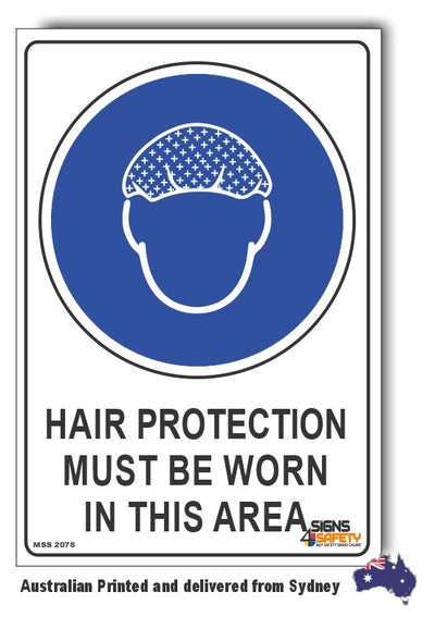 Hair Protection Must Be Worn In This Area Sign
