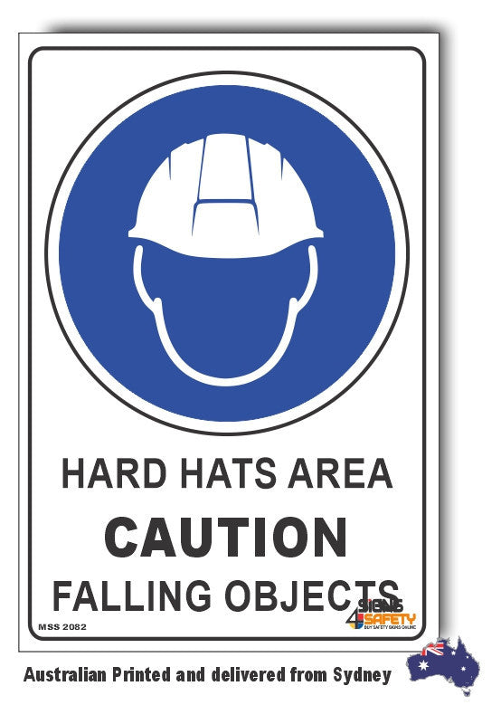 Hard Hats Area Caution Falling Objects Sign