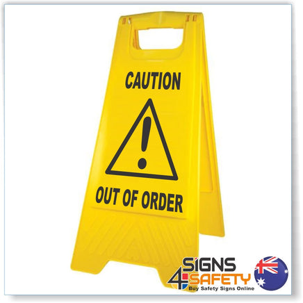 Caution Out Of Order Sign / Stand Yellow Polypropylene