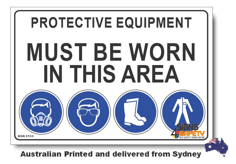 Protective Equipment Must Be Worn In This Area Sign (J) 