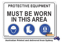 Protective Equipment Must Be Worn In This Area Sign (O) 
