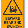 Beware Rear End Swing Warning Sign