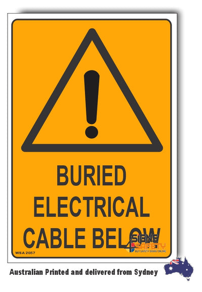 Buried Electrical Cable Below Warning Sign
