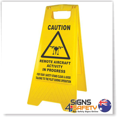 Caution, Remote Aircraft Activity in Progress A-Frame Stand 