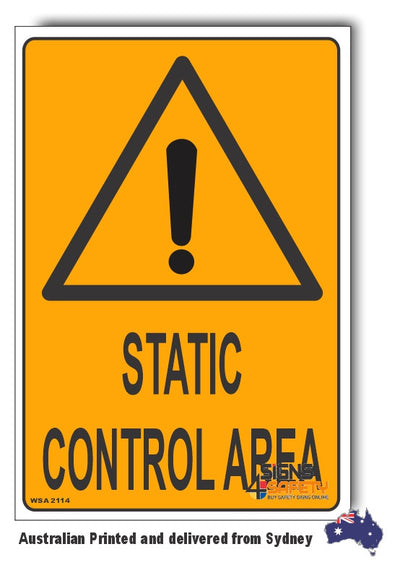Static Control Area Warning Sign