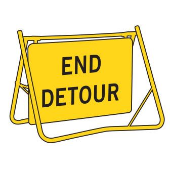 End Detour Sign 900 x 600mm - Swing Stand Sign For Road Works